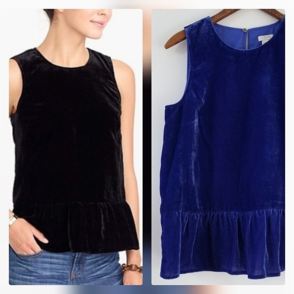 J. Crew Tops - J. Crew Velvet Royal Blue Peplum Top